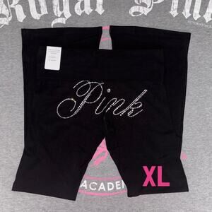 VS PINK Limited Edition Bling Pure Black Foldover Waist Flare Legging XL Reg